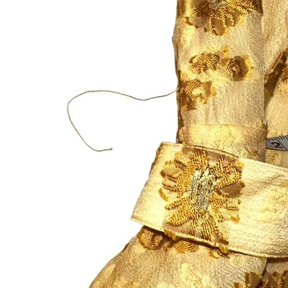 NWT Abbey Glass Charlotte Yellow Floral Button Front Gown Midi Dress SMALL